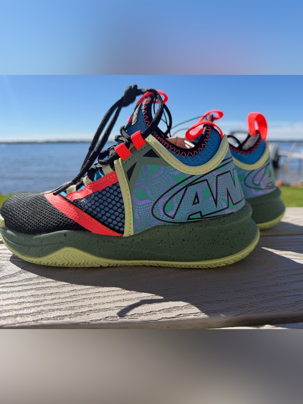 And1 Kids Sneakers in Black, Olive & Neon Coral